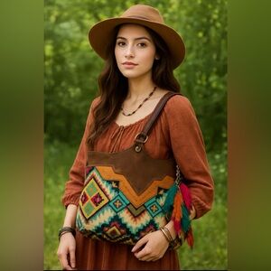 Aztec Patterned Brown and Multicolor ✨🌷✨Shoulder Bag